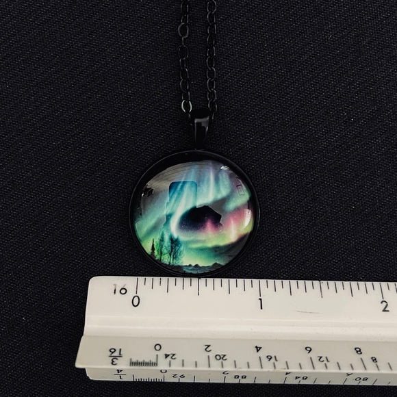 Northern Lights Black Pendant Necklace. - Picture 8 of 10